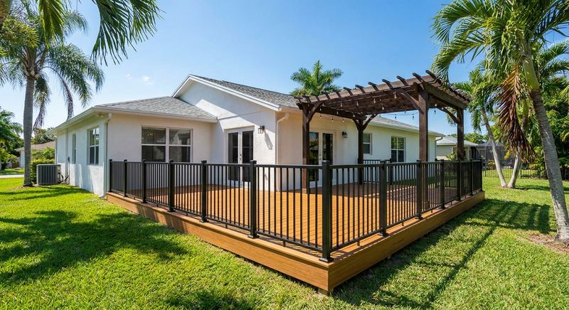 New composite deck with pergola on a Gainesville FL home after Trini Homes work