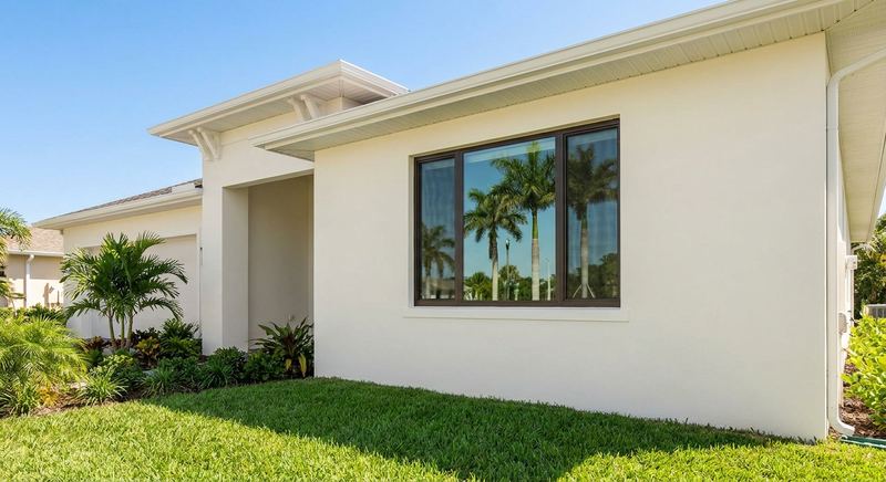 Flawless finished stucco wall with invisible repair on a Gainesville FL home by Trini Homes