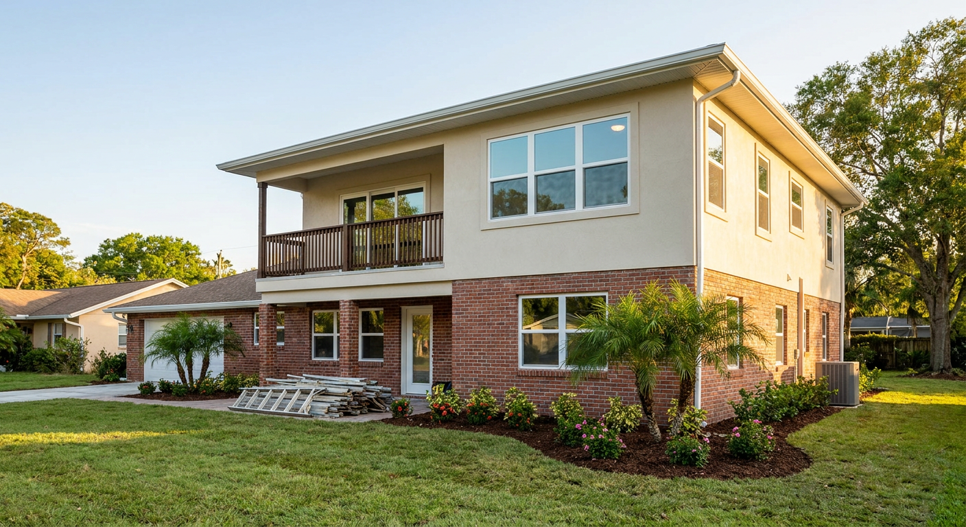 Second story home addition with balcony built by Trini Homes in Gainesville FL