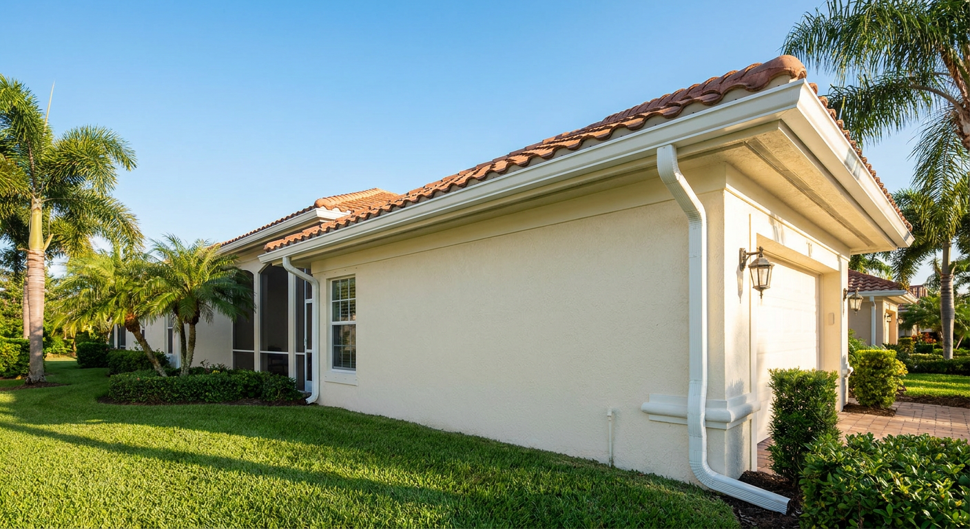 New seamless aluminum gutters and guards installed by Trini Homes in Gainesville FL