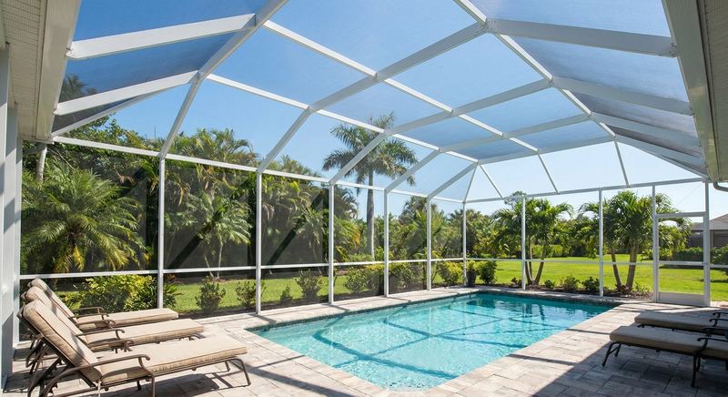New screen enclosure over a pool in Gainesville FL by Trini Homes